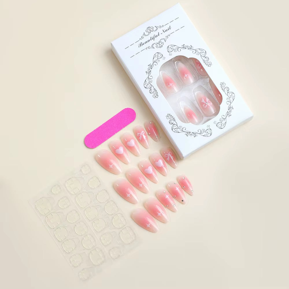 Pointed Head Almond Fake Nails Waterproof Wearable Manicure Full Cover False Nail Press on Nails Women